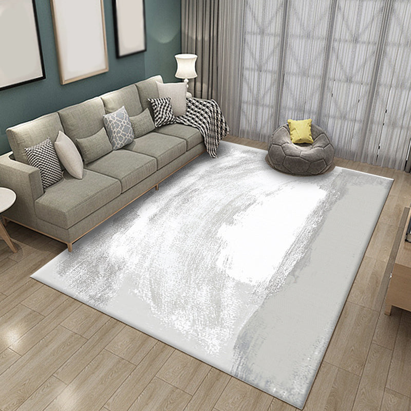 Simple Brushstroke Painting Pattern Rug Modern Rug Polyester Washable Non-Slip Backing Pet Friendly Carpet for Living Room Grey Clearhalo 'Area Rug' 'Modern' 'Rugs' Rug' 1811048