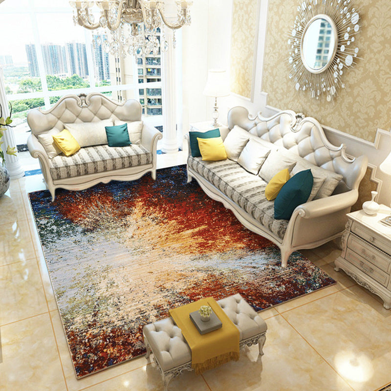 Multicolor Living Room Rug Industrial Watercolor Abstract Pattern Rug Polyester Washable Anti-Slip Backing Pet Friendly Carpet Rust Red Clearhalo 'Area Rug' 'Rug' 1811084