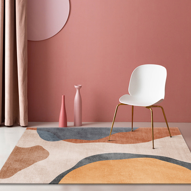 Multicolor Bedroom Rug Contemporary Colorblock Rug Polyester Washable Anti-Slip Backing Pet Friendly Carpet Brown Clearhalo 'Area Rug' 'Rug' 1811386