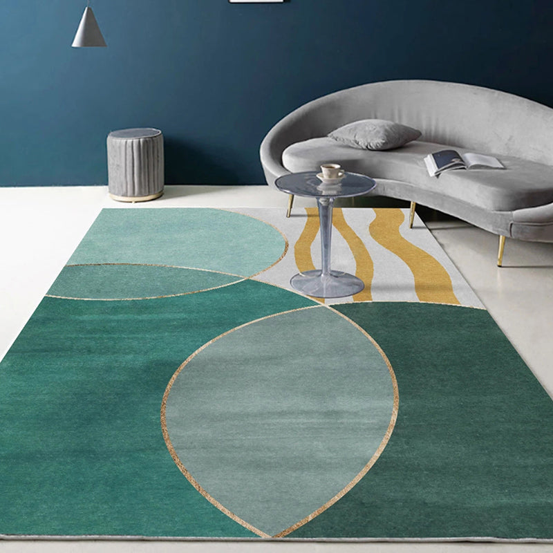 Multicolor Bedroom Rug Contemporary Colorblock Rug Polyester Washable Anti-Slip Backing Pet Friendly Carpet Dark Green Clearhalo 'Area Rug' 'Rug' 1811395