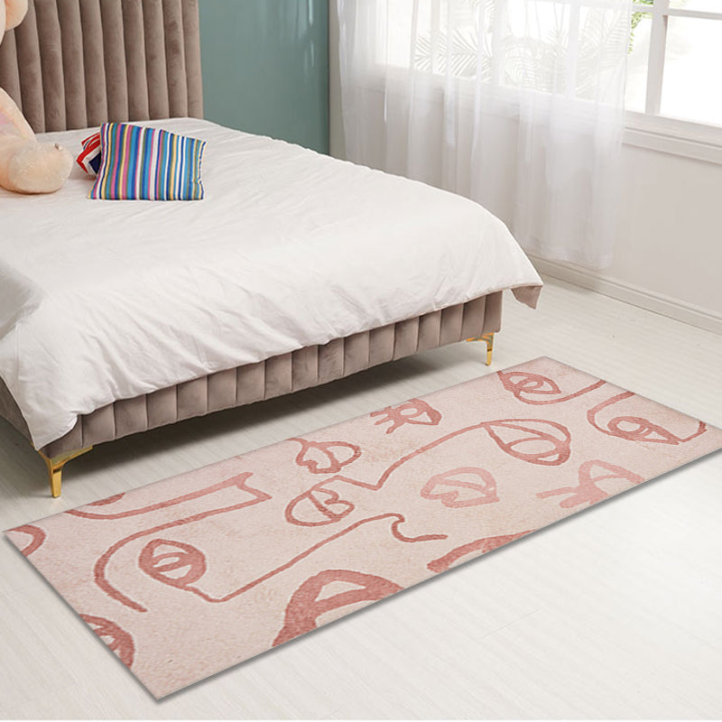 Creative Abstract Rug Red and Pink Modernism Rug Polyester Pet Friendly Washable Non-Slip Area Rug for Bedroom Clearhalo 'Area Rug' 'Rug' 1811462