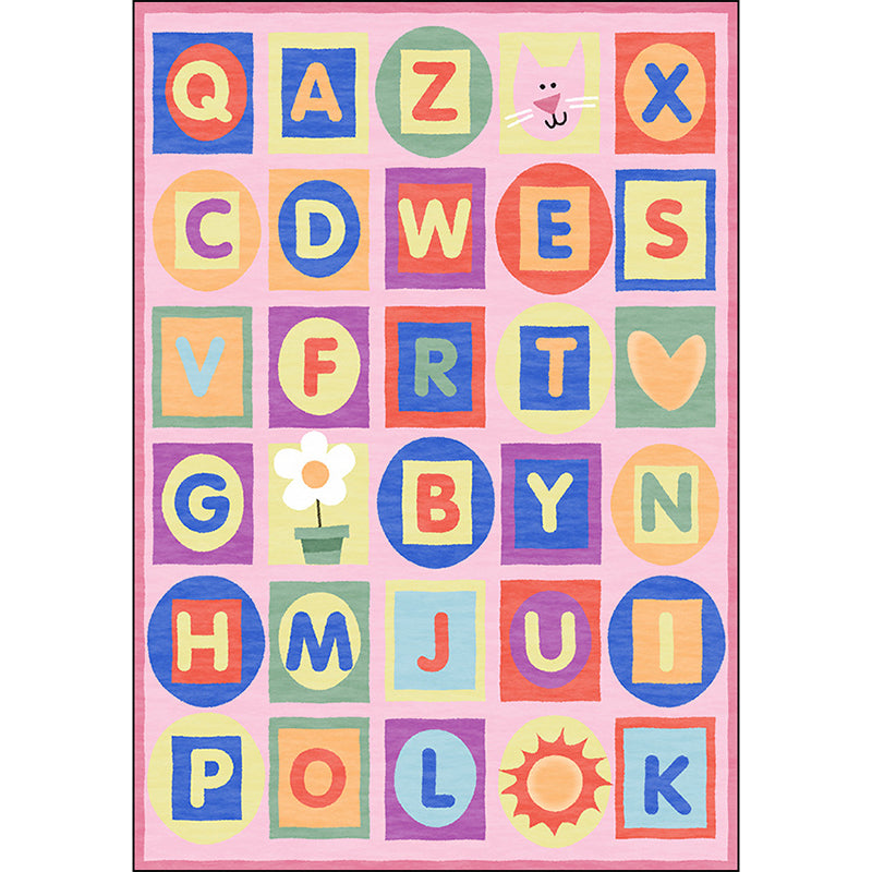 Multicolor Nursery Rug Kids Letter Pattern Rug Polyester Washable Anti-Slip Backing Pet Friendly Carpet Clearhalo 'Area Rug' 'Rug' 1811524
