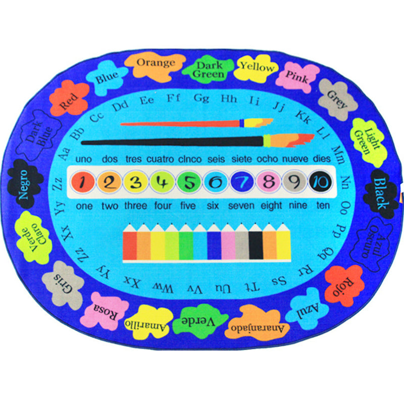 Kids Letter Pattern Rug with Number Blue Polyester Rug Non-Slip Pet Friendly Washable Are Rug for child's room Clearhalo 'Area Rug' 'Rug' 1811637