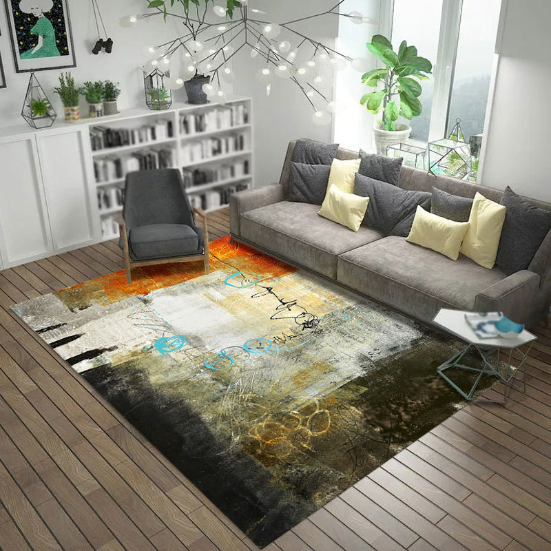 Multicolor Abstract Rug Polyester Industrial Rug Pet Friendly Washable Non-Slip Area Rug for Bedroom Black Clearhalo 'Area Rug' 'Rug' 1811760