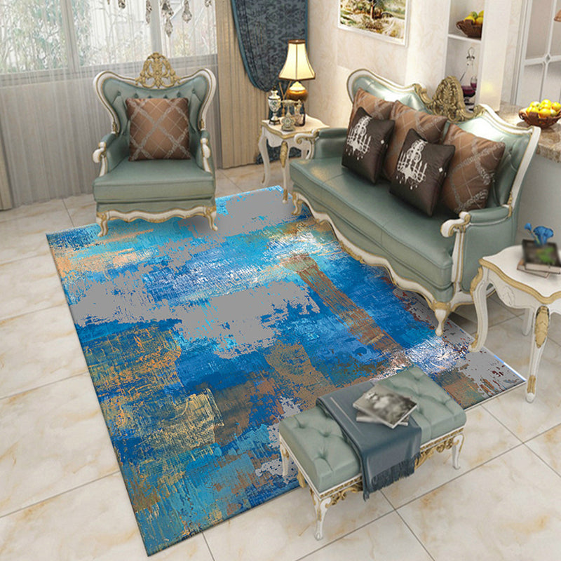 Industrial Colorblock Rug Multicolor Polyester Rug Non-Slip Pet Friendly Washable Are Rug for Bedroom Dark Blue Clearhalo 'Area Rug' 'Rug' 1812156