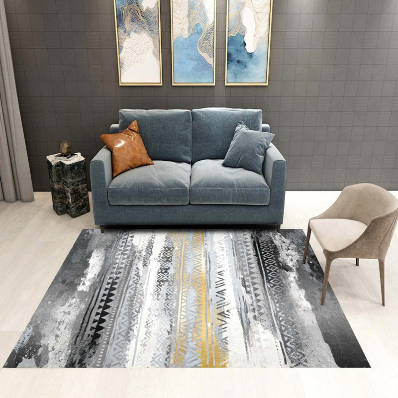 Multicolor Living Room Rug Industrial Abstract Rug Polyester Washable Anti-Slip Backing Pet Friendly Carpet Silver Gray Clearhalo 'Area Rug' 'Rug' 1812221