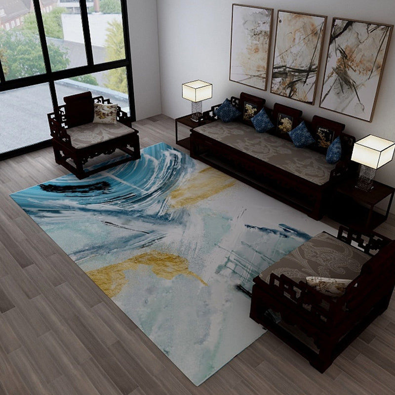 Industrial Watercolor Pattern Rug Blue Polyester Rug Non-Slip Pet Friendly Washable Are Rug for Bedroom Light Blue Clearhalo 'Area Rug' 'Rug' 1812222