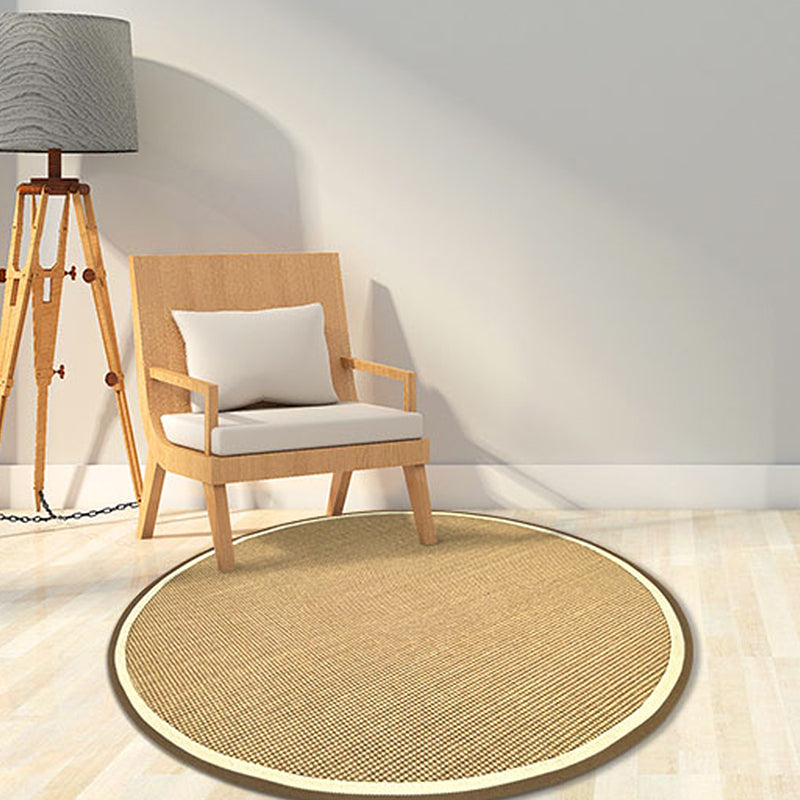 Brown Living Room Rug Rustic Circles Pattern Rug Sisal Washable Anti-Slip Backing Pet Friendly Carpet Dark Brown Clearhalo 'Area Rug' 'Rug' 1812237