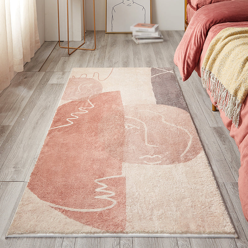 Creative Colorblock Indoor Rug Pink Minimalist Rug Polyester Pet Friendly Washable Area Rug for Decoration Pink 2'7" x 5'3" Clearhalo 'Area Rug' 'Rug' 1812651