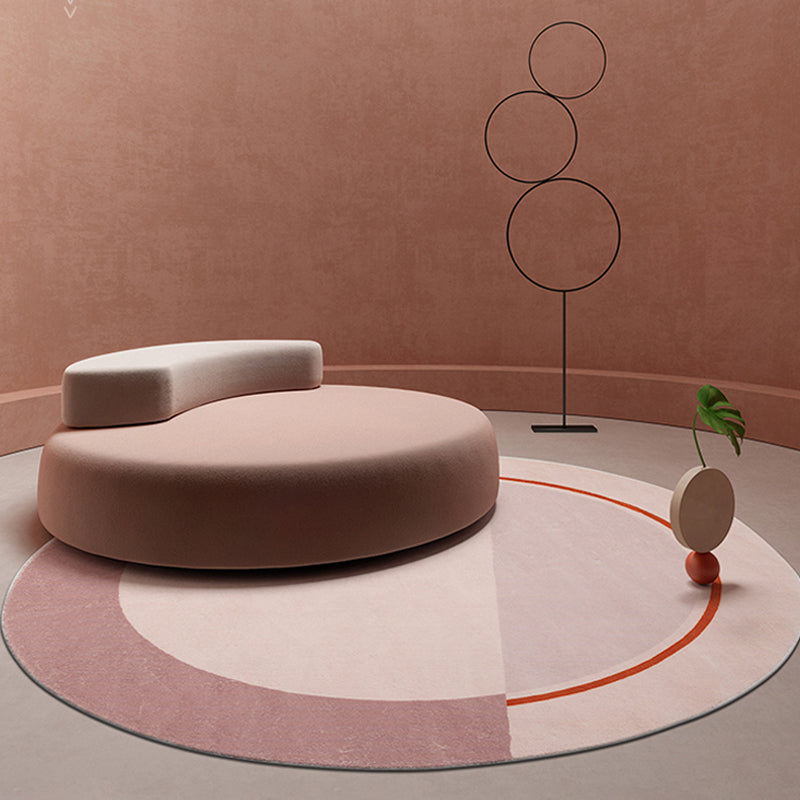 Modern Colorblock Rug Pink and Red Polyester Rug Non-Slip Pet Friendly Washable Area Rug for Bedroom Clearhalo 'Area Rug' 'Rug' 1812671