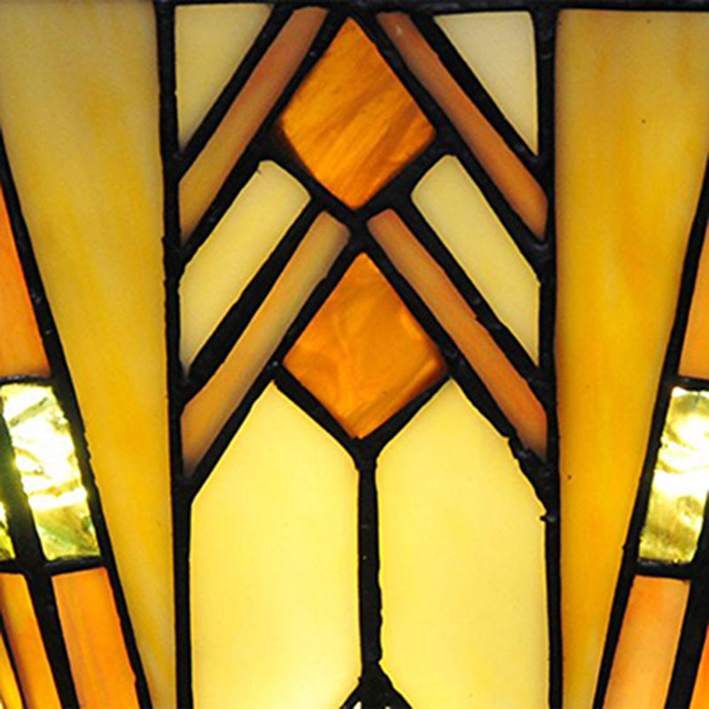 Craftsman Geometric Wall Lamp Stained Glass 1 Light Sconce Lighting in Beige for Living Room Clearhalo 'Industrial' 'Middle century wall lights' 'Tiffany wall lights' 'Tiffany' 'Wall Lamps & Sconces' 'Wall Lights' Lighting' 181432