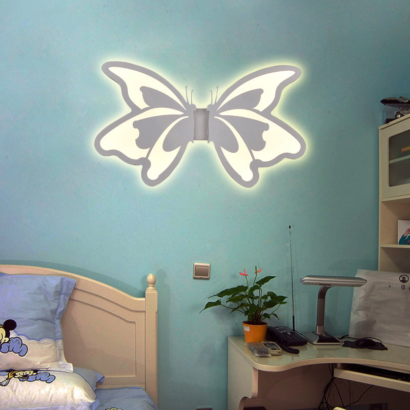 Flat Cartoon Shape Wall Light Modern Stylish Acrylic LED Wall Lamp in White for Stair White C Clearhalo 'Wall Lamps & Sconces' 'Wall Lights' Lighting' 181670