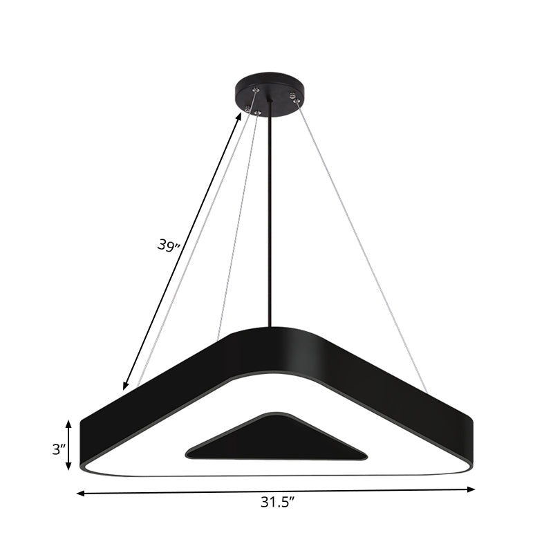 18"/23.5"/31.5" Wide Triangle Pendant Lamp Metal Led White/Black Hanging Ceiling Light for Office in White Light Clearhalo 'Ceiling Lights' 'Modern Pendants' 'Modern' 'Pendant Lights' 'Pendants' Lighting' 181807