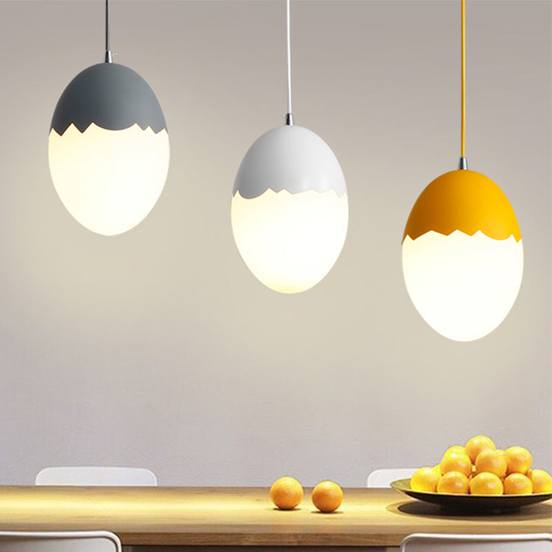 Modern Stylish Hanging Light Eggshell Acrylic Metal Suspension Light for Dining Room Clearhalo 'Ceiling Lights' 'Glass shade' 'Glass' 'Pendant Lights' 'Pendants' Lighting' 182233