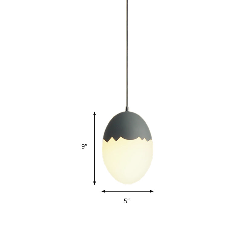 Modern Stylish Hanging Light Eggshell Acrylic Metal Suspension Light for Dining Room Clearhalo 'Ceiling Lights' 'Glass shade' 'Glass' 'Pendant Lights' 'Pendants' Lighting' 182251