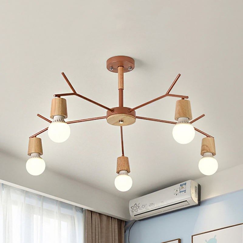 Branch Shape Living Room Chandelier Metal Multi Heads Nordic Stylish Pendant Light Clearhalo 'Ceiling Lights' 'Chandeliers' Lighting' options 182339