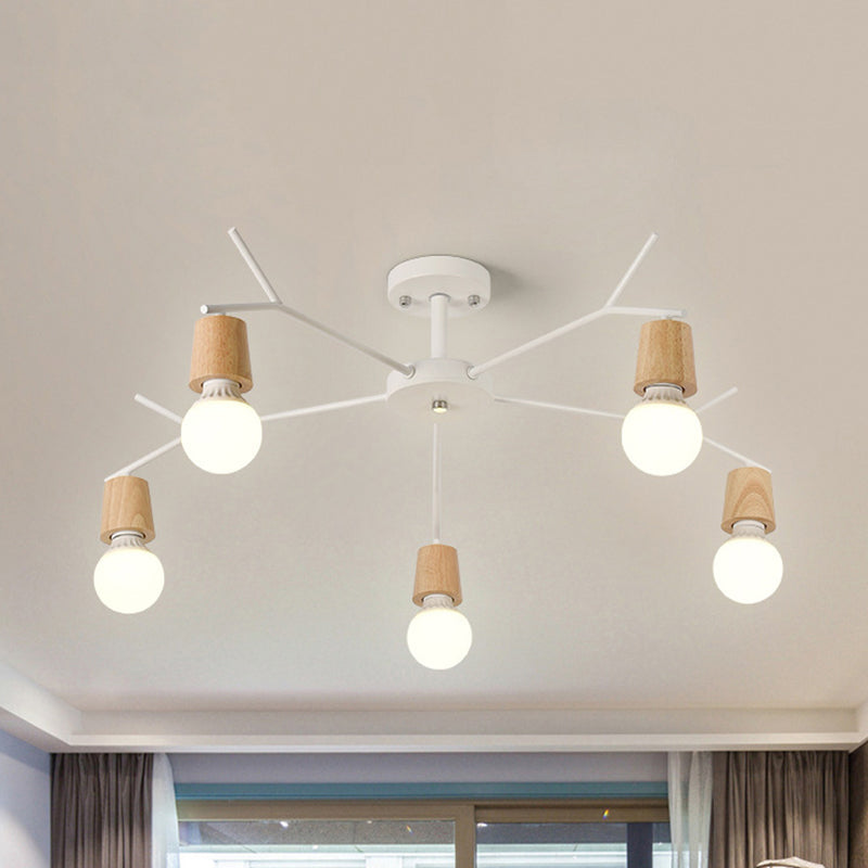 Branch Shape Living Room Chandelier Metal Multi Heads Nordic Stylish Pendant Light Clearhalo 'Ceiling Lights' 'Chandeliers' Lighting' options 182341