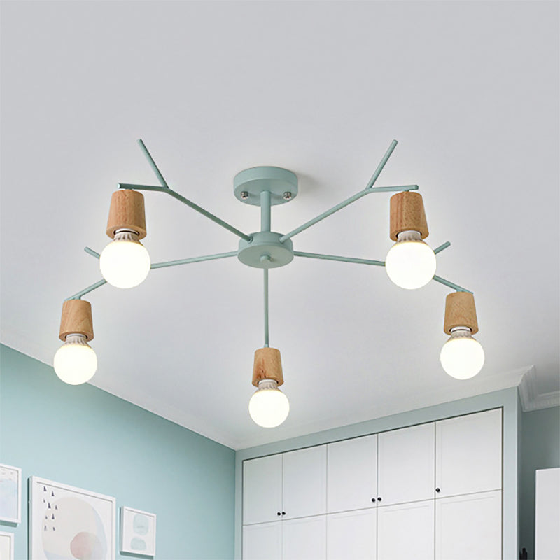 Branch Shape Living Room Chandelier Metal Multi Heads Nordic Stylish Pendant Light Clearhalo 'Ceiling Lights' 'Chandeliers' Lighting' options 182345