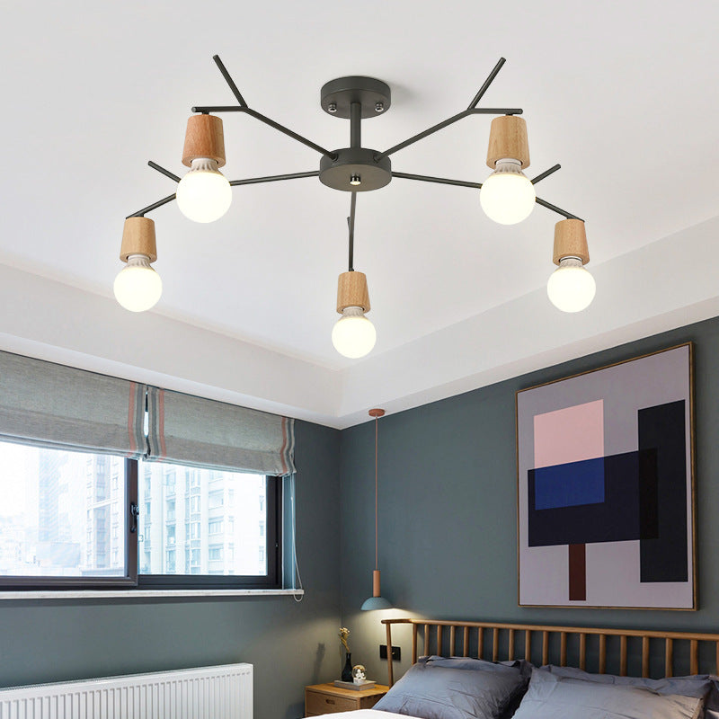 Branch Shape Living Room Chandelier Metal Multi Heads Nordic Stylish Pendant Light Clearhalo 'Ceiling Lights' 'Chandeliers' Lighting' options 182348