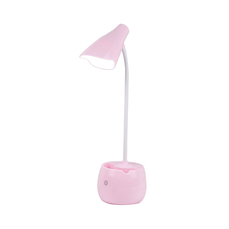 Eye-Caring Flexible Gooseneck Desk Light Pen Holder Design LED USB Charging Reading Light in Blue/Pink/White/Yellow Clearhalo 'Desk Lamps' 'Lamps' Lighting' 182588