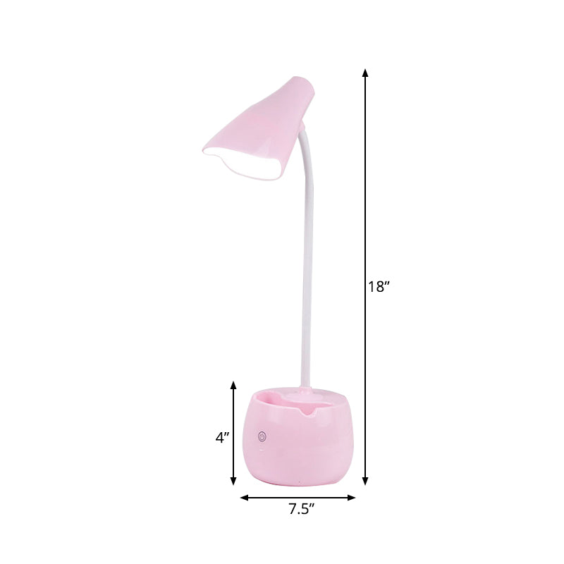 Eye-Caring Flexible Gooseneck Desk Light Pen Holder Design LED USB Charging Reading Light in Blue/Pink/White/Yellow Clearhalo 'Desk Lamps' 'Lamps' Lighting' 182589
