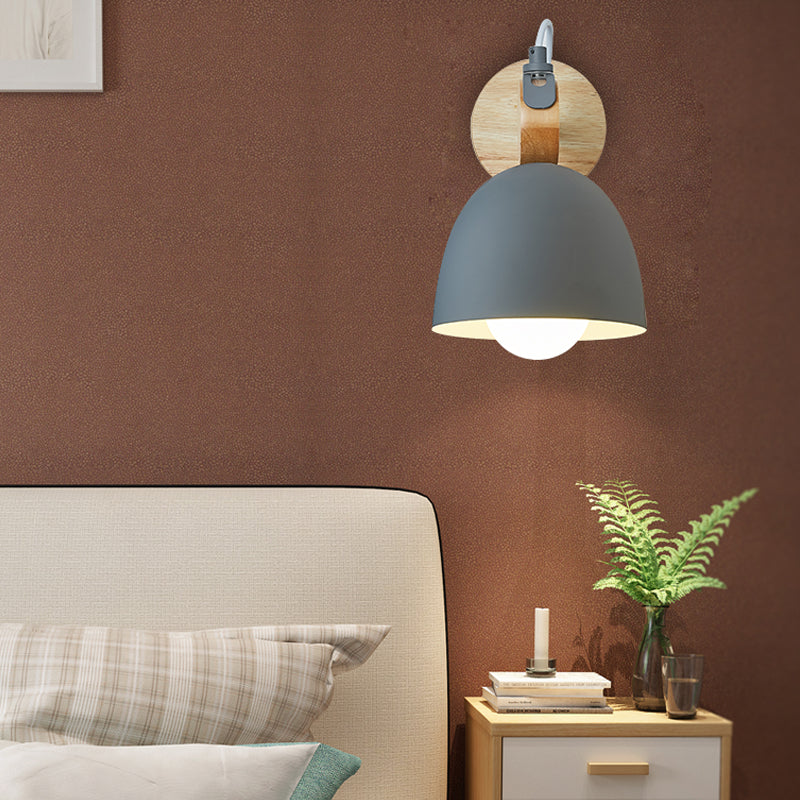 Metal Dome Wall Sconce Living Room Angle Adjustable 1 Light Nordic Style Wall Light Grey Clearhalo 'Wall Lamps & Sconces' 'Wall Lights' Lighting' 182786