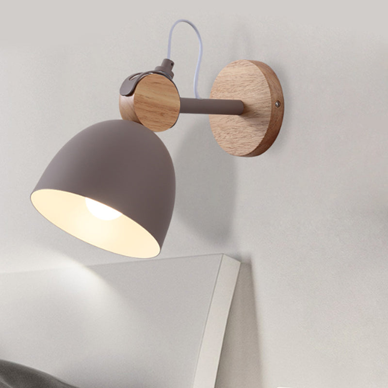 Metal Dome Wall Sconce Living Room Angle Adjustable 1 Light Nordic Style Wall Light Brown Clearhalo 'Wall Lamps & Sconces' 'Wall Lights' Lighting' 182791