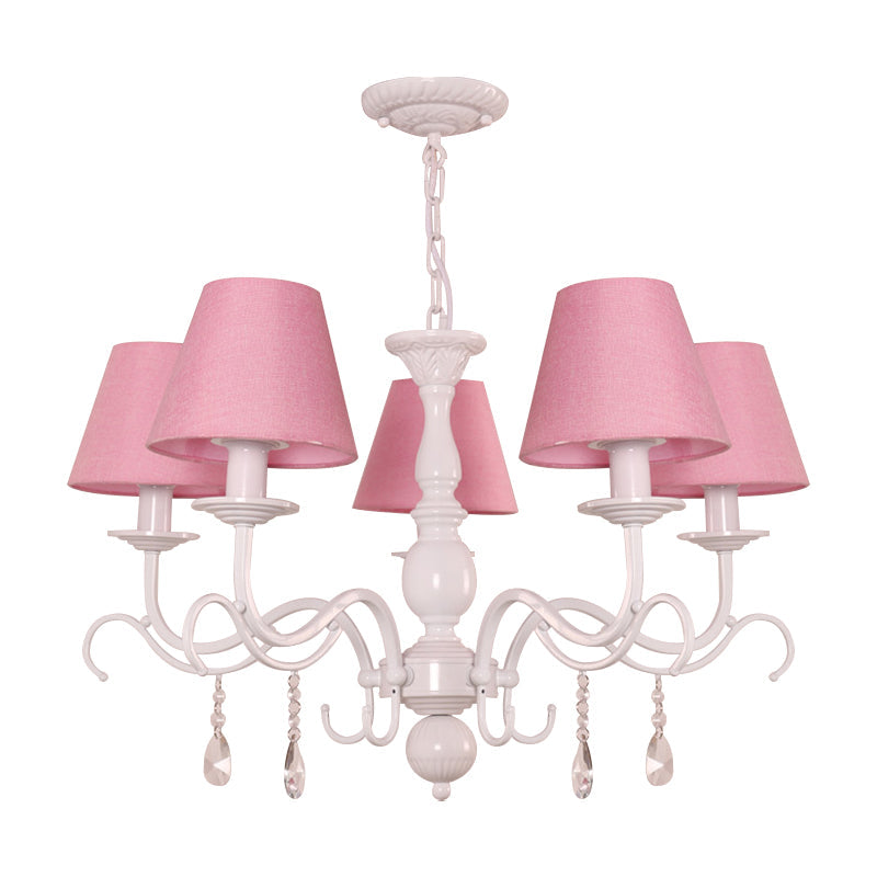 Tapered Shade Baby Bedroom Chandelier Metal Modern Stylish Hanging Light with Crystal Clearhalo 'Ceiling Lights' 'Chandeliers' Lighting' options 182947