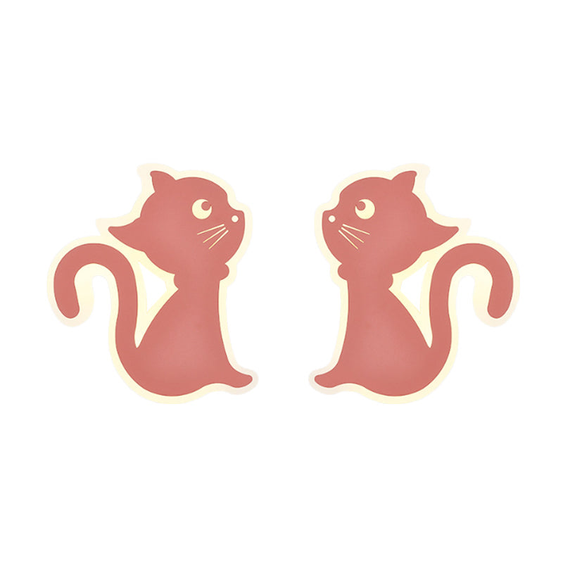Metal Slim Kitten Wall Light Animal Macaron Colored Wall Sconce for Bedroom Kindergarten Clearhalo 'Wall Lamps & Sconces' 'Wall Lights' Lighting' 183226