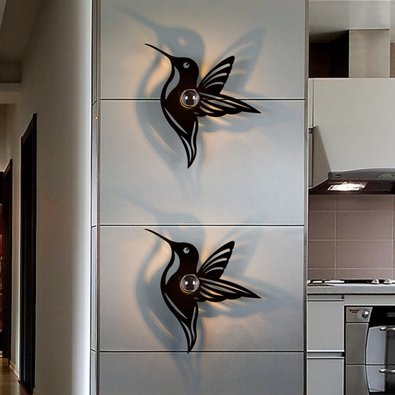 Metal Cartoon Shape Wall Light One Light Modern Style Wall Sconce for Study Room Black Bird Clearhalo 'Wall Lamps & Sconces' 'Wall Lights' Lighting' 183323