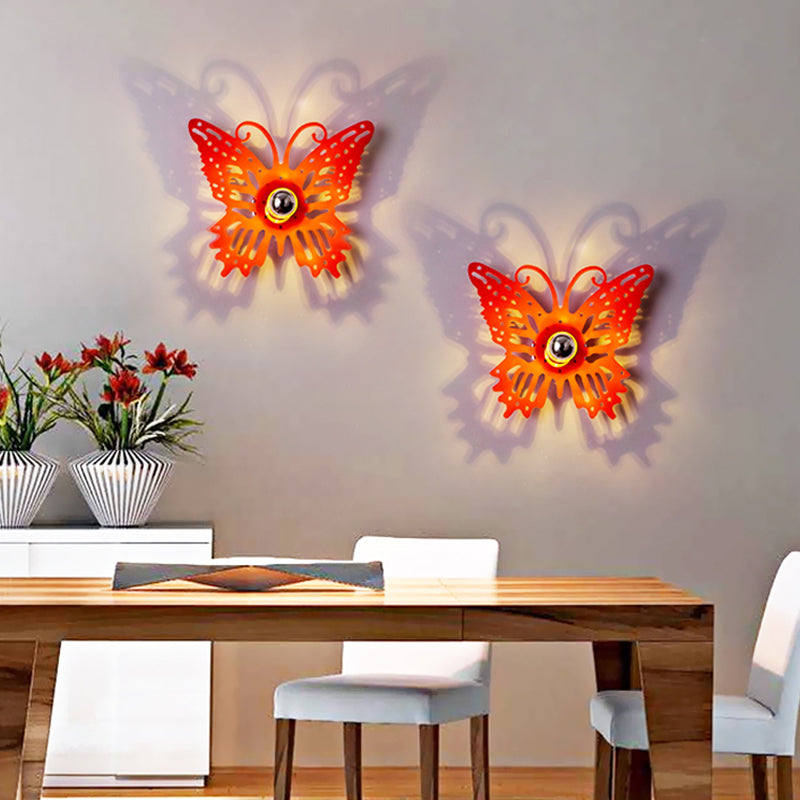 Metal Cartoon Shape Wall Light One Light Modern Style Wall Sconce for Study Room Red Butterfly Clearhalo 'Wall Lamps & Sconces' 'Wall Lights' Lighting' 183351