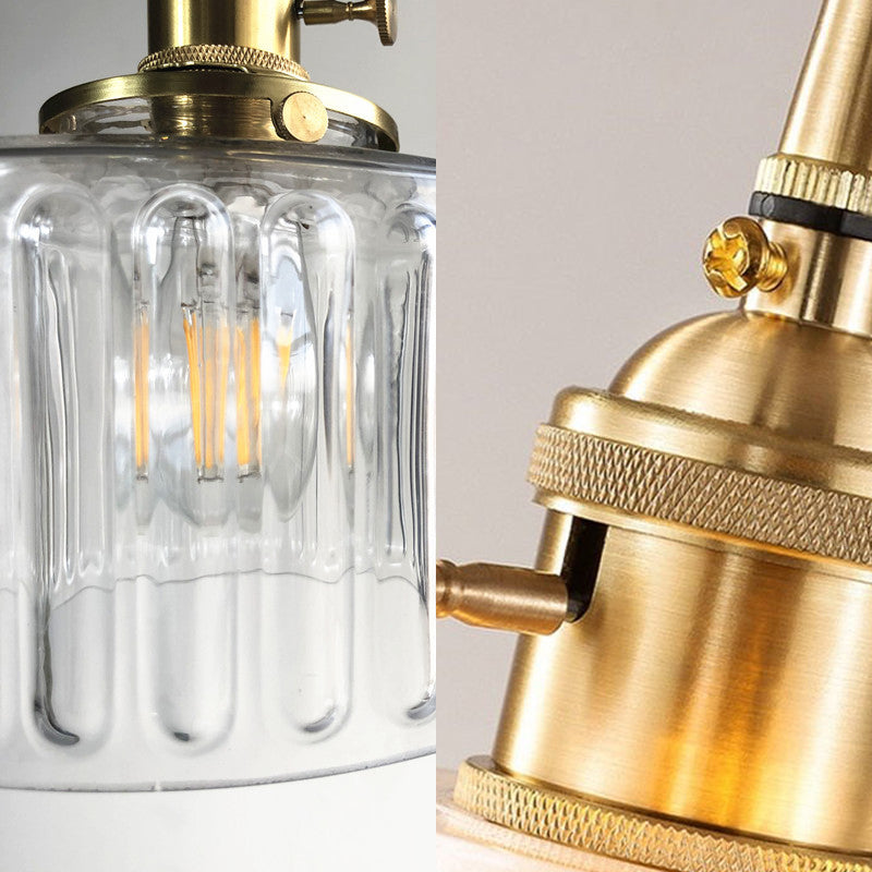 Drum Shape Pendant Light 1 Head Modern Stylish Fluted Glass Hanging Lamp for Gallery Clearhalo 'Ceiling Lights' 'Glass shade' 'Glass' 'Modern Pendants' 'Modern' 'Pendant Lights' 'Pendants' Lighting' 183779