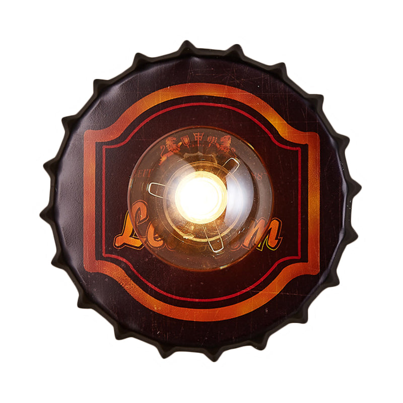 Antique Style LED Wall Sconce Bottle Cap Shape Meta Wall Light for Restaurant Bar Clearhalo 'Wall Lamps & Sconces' 'Wall Lights' Lighting' 184235