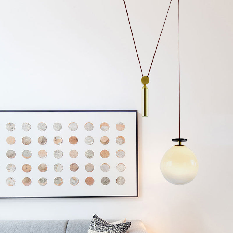 Height Adjustable Pendant Lamp with Pulley One Light Modern Hanging Light for Kitchen Hallway Gold A Clearhalo 'Ceiling Lights' 'Modern Pendants' 'Modern' 'Pendant Lights' 'Pendants' Lighting' 184511