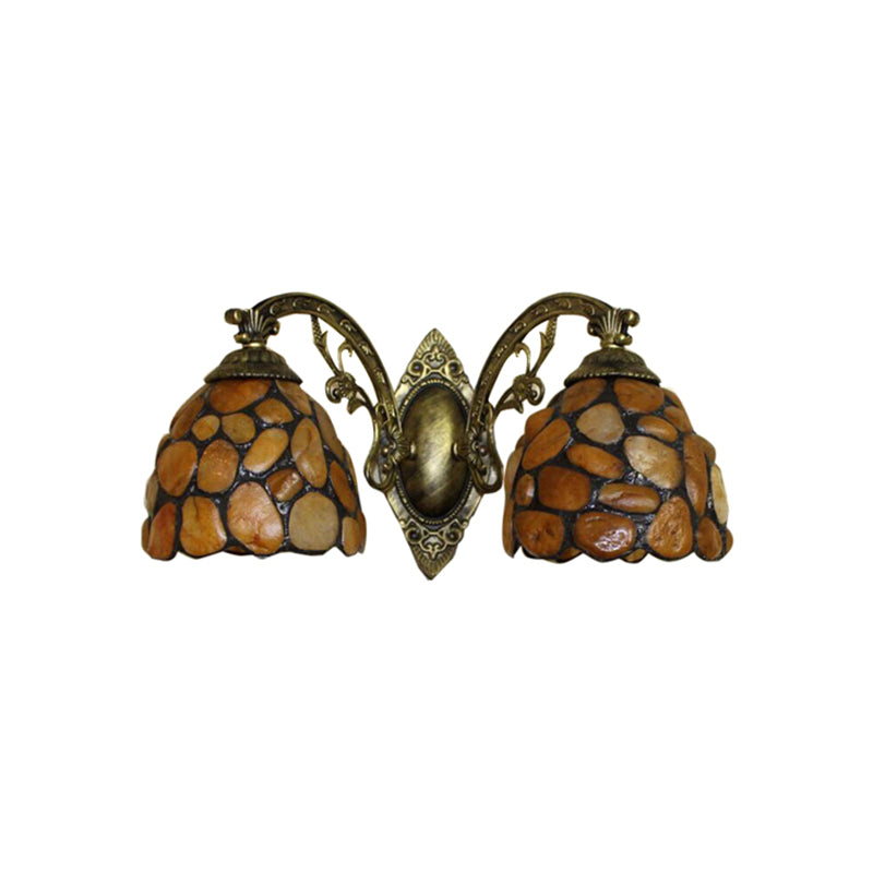 2-Light Domed Wall Mount Light Tiffany Stained Glass Wall Sconce Light for Balcony Clearhalo 'Art deco wall lights' 'Cast Iron' 'Glass' 'Industrial' 'Middle century wall lights' 'Modern' 'Tiffany wall lights' 'Tiffany' 'Traditional wall lights' 'Wall Lamps & Sconces' 'Wall Lights' Lighting' 185207