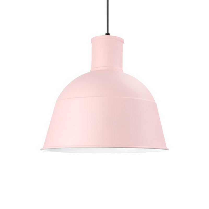 Dining Room Kindergarten Bowl Pendant Light Aluminum One-Light Macaron Loft Hanging Lamp Clearhalo 'Ceiling Lights' 'Modern Pendants' 'Modern' 'Pendant Lights' 'Pendants' Lighting' 185329