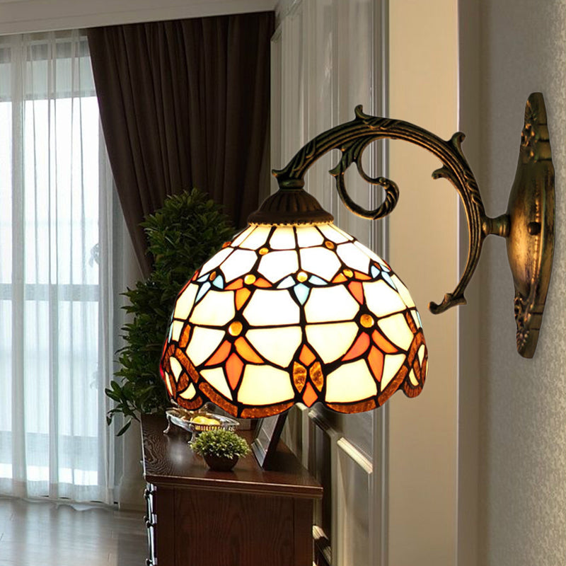 Vintage Tulip Wall Hanging Lights Stained Glass 1-Light Wall Light Shade for Hallway Clearhalo 'Industrial' 'Middle century wall lights' 'Tiffany wall lights' 'Tiffany' 'Wall Lamps & Sconces' 'Wall Lights' Lighting' 185471