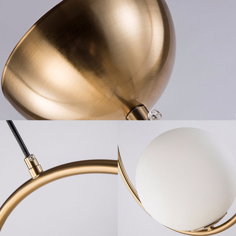 Modern Spherical Shade Pendant Light with Ring Frosted Glass 1 Light White Hanging Light Clearhalo 'Ceiling Lights' 'Glass shade' 'Glass' 'Modern Pendants' 'Modern' 'Pendant Lights' 'Pendants' Lighting' 185577