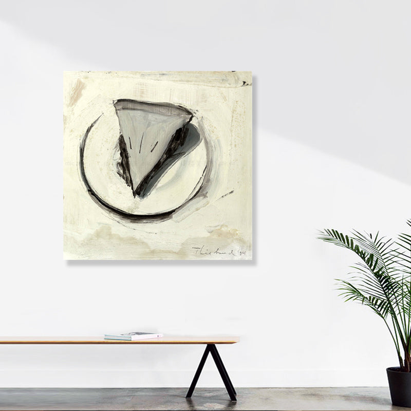 Gray Cake Piece Painting Foods Pop Art Textured Wrapped Canvas for House Interior