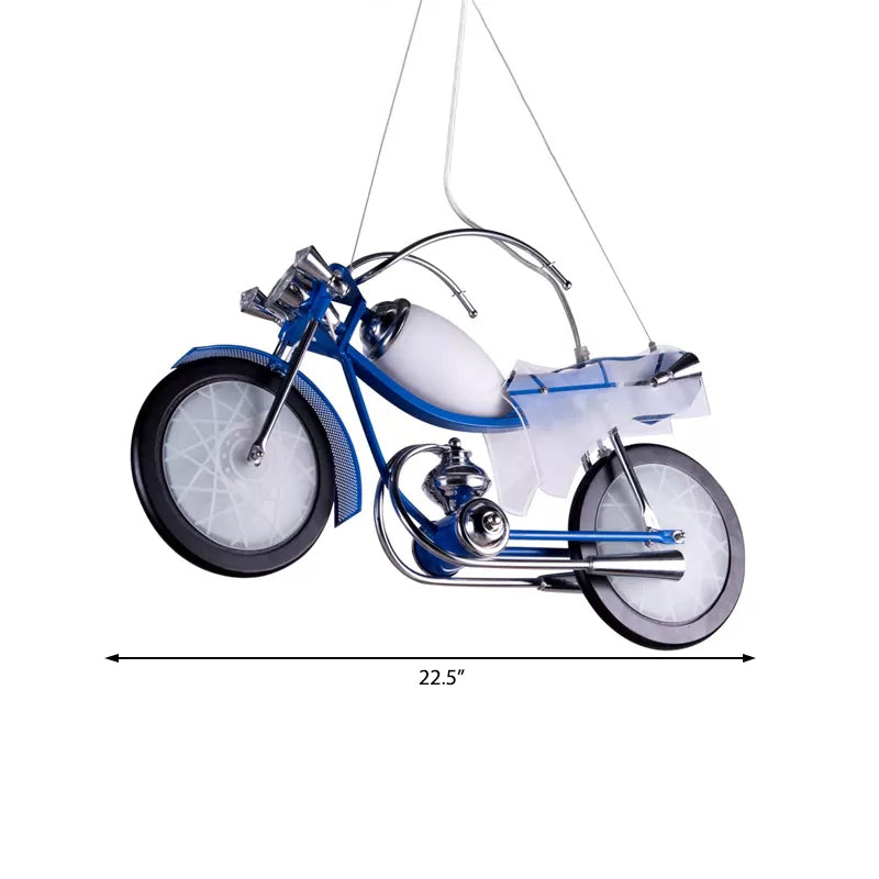 Modern Cool Motor Chandelier 3 Lights Glass Metal Pendant Light in Blue for Boys Bedroom Clearhalo 'Ceiling Lights' 'Chandeliers' Lighting' options 185828
