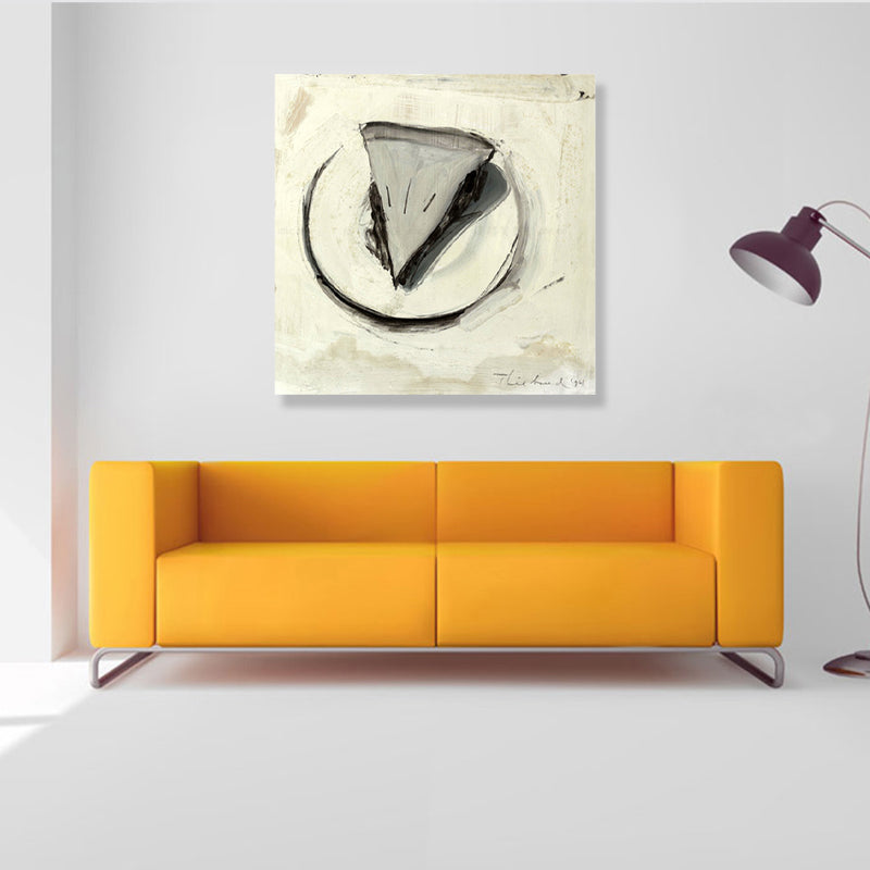Gray Cake Piece Painting Foods Pop Art Textured Wrapped Canvas for House Interior