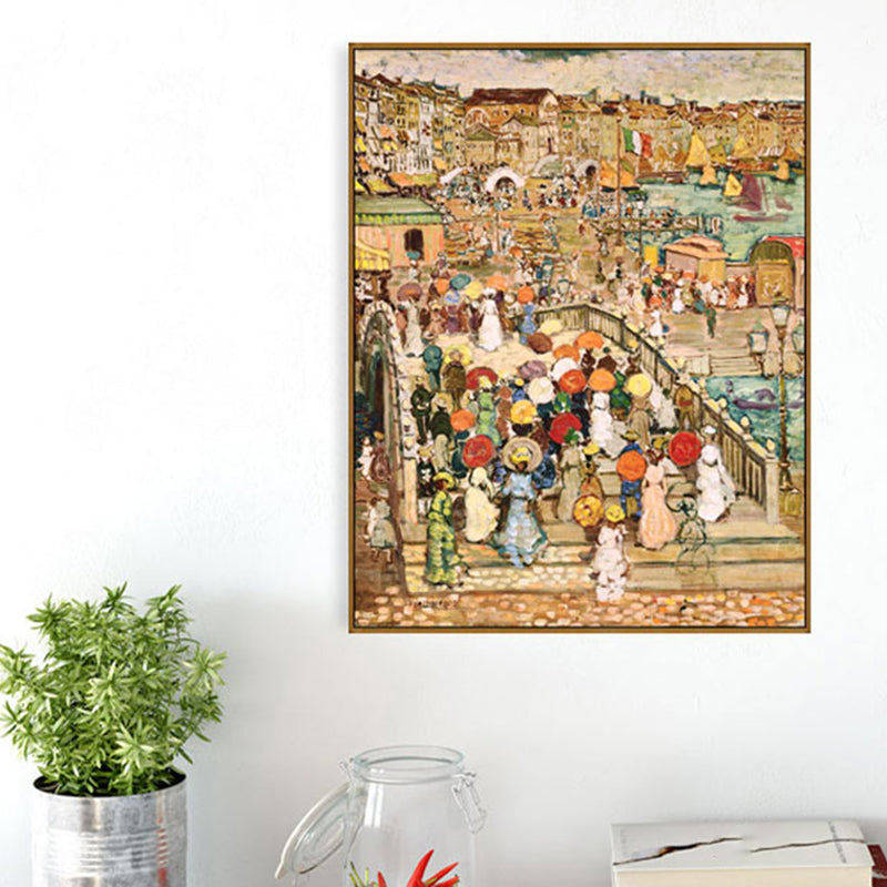 Grand City Scape Canvas Print Impressionism Poetic Landscape Wall Art in Brown for Home