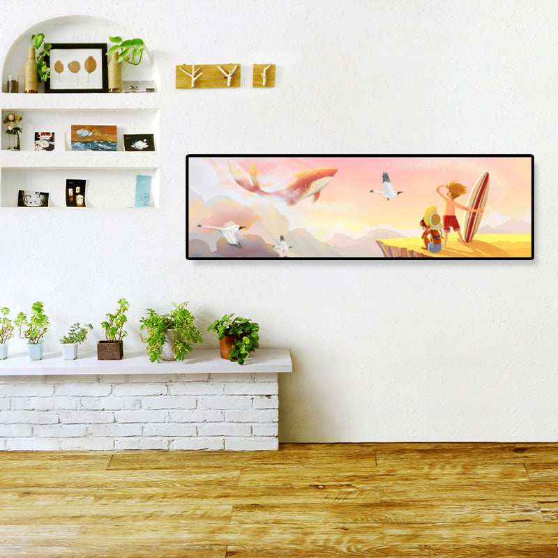 Sea and Marine Animal Canvas Print Children's Art Textured Bedroom Painting in Pastel Color Clearhalo 'Art Gallery' 'Canvas Art' 'Kids' Arts' 1858572