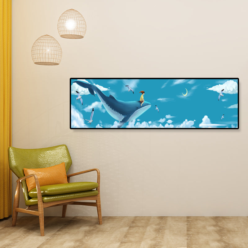 Sea and Marine Animal Canvas Print Children's Art Textured Bedroom Painting in Pastel Color Clearhalo 'Art Gallery' 'Canvas Art' 'Kids' Arts' 1858576