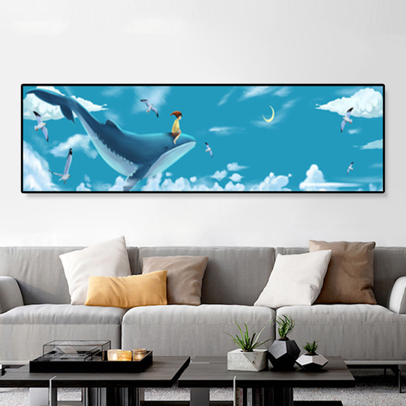 Sea and Marine Animal Canvas Print Children's Art Textured Bedroom Painting in Pastel Color Clearhalo 'Art Gallery' 'Canvas Art' 'Kids' Arts' 1858577