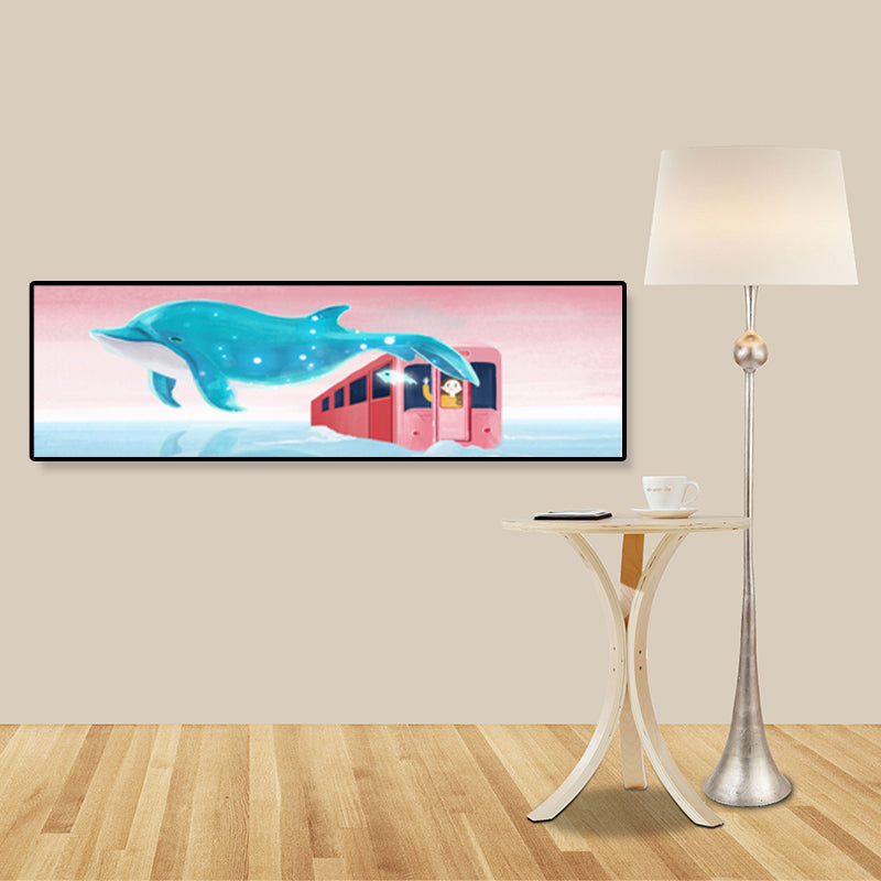Sea and Marine Animal Canvas Print Children's Art Textured Bedroom Painting in Pastel Color Clearhalo 'Art Gallery' 'Canvas Art' 'Kids' Arts' 1858580