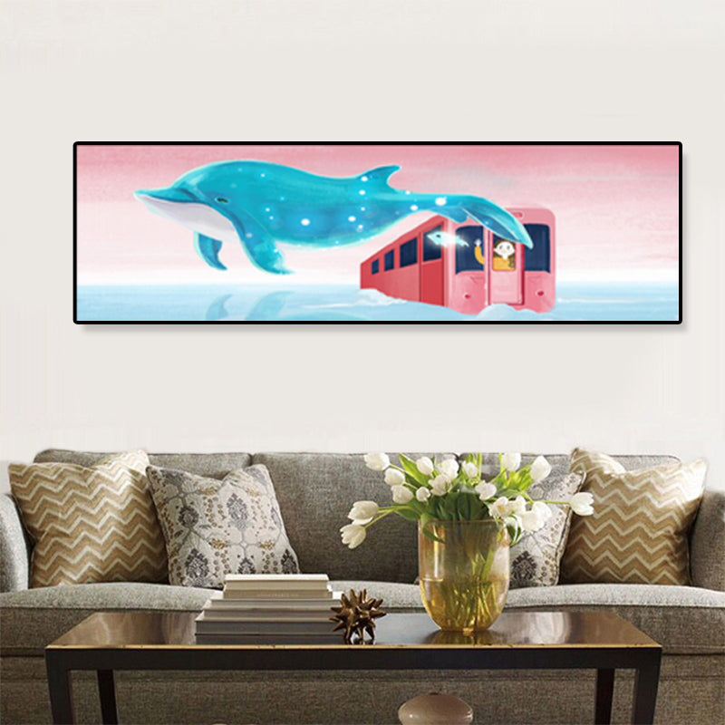 Sea and Marine Animal Canvas Print Children's Art Textured Bedroom Painting in Pastel Color Clearhalo 'Art Gallery' 'Canvas Art' 'Kids' Arts' 1858581