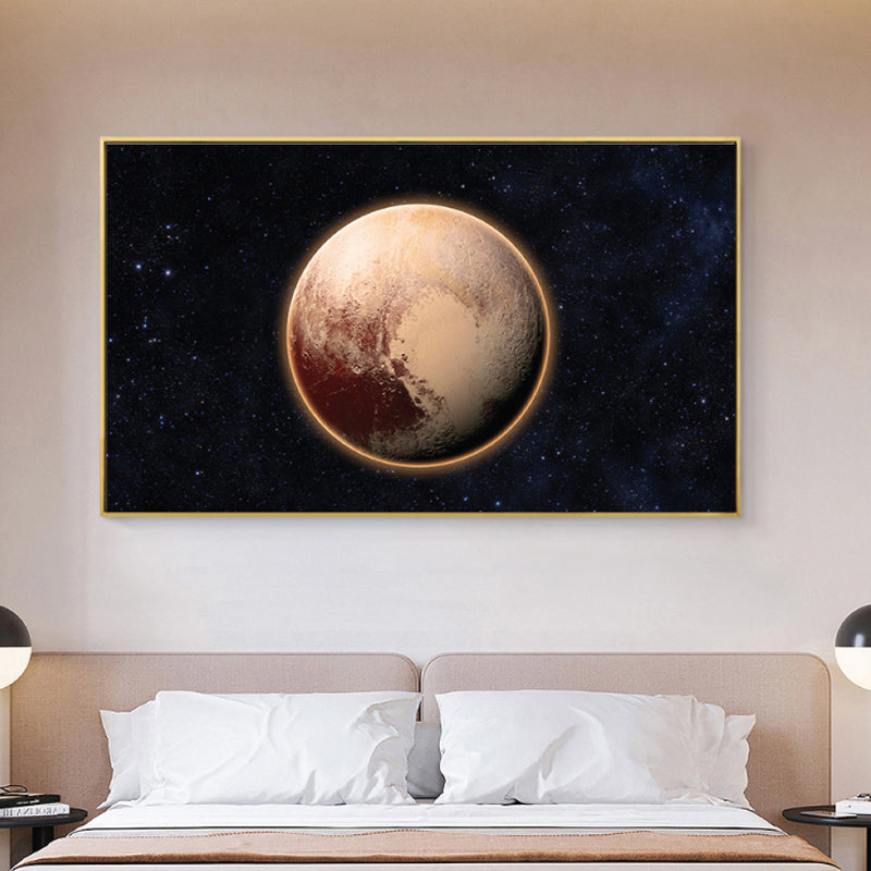 Planet Wall Art Kids Dreamy Cosmos Scenery Canvas Print in Dark Color for Nursery Brown Clearhalo 'Art Gallery' 'Canvas Art' 'Kids' Arts' 1859155