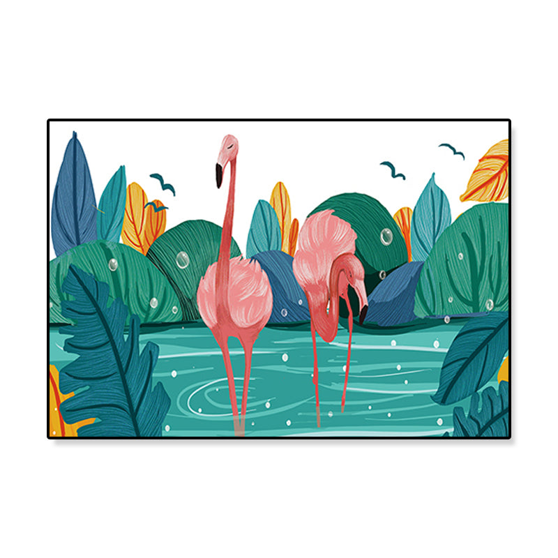 Flamingo Print Painting Tropical Stylish Textured Canvas Wall Art for Dining Room Clearhalo 'Art Gallery' 'Canvas Art' 'Coastal Art Gallery' 'Tropical' Arts' 1859440