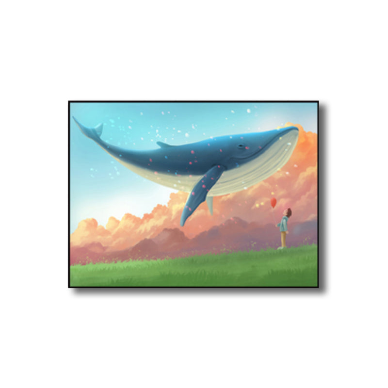 Sea Animal and Ocean Painting Light Color Kids Style Wrapped Canvas for Family Room Clearhalo 'Art Gallery' 'Canvas Art' 'Kids' Arts' 1860184